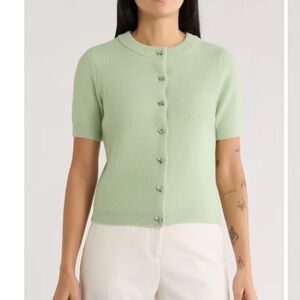 Muse Mint Green Short Sleeve Cardigan Sz M